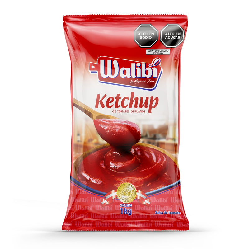 Ketchup Walibi sacheton1 kg caja 14 UND