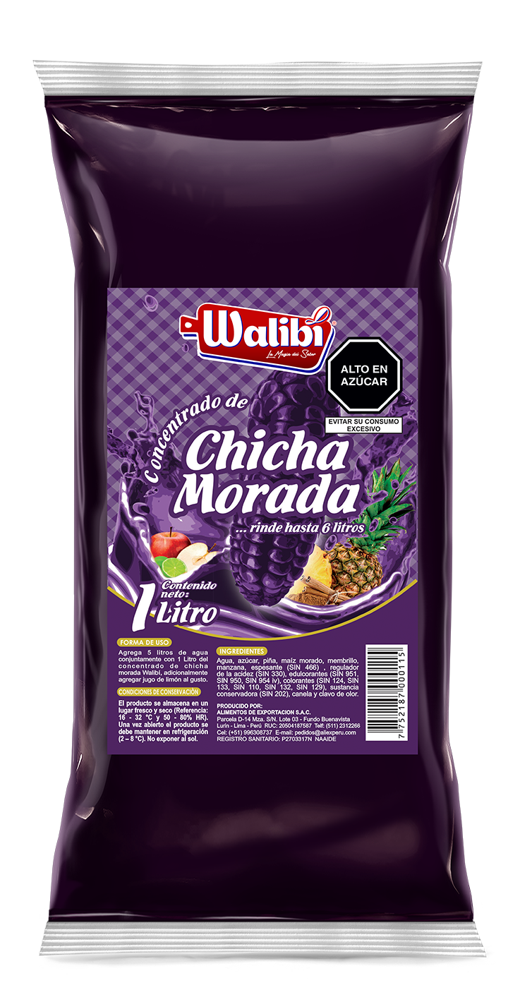 Concentrado de Chicha Morada Walibi 1 lt caja x 14 UND